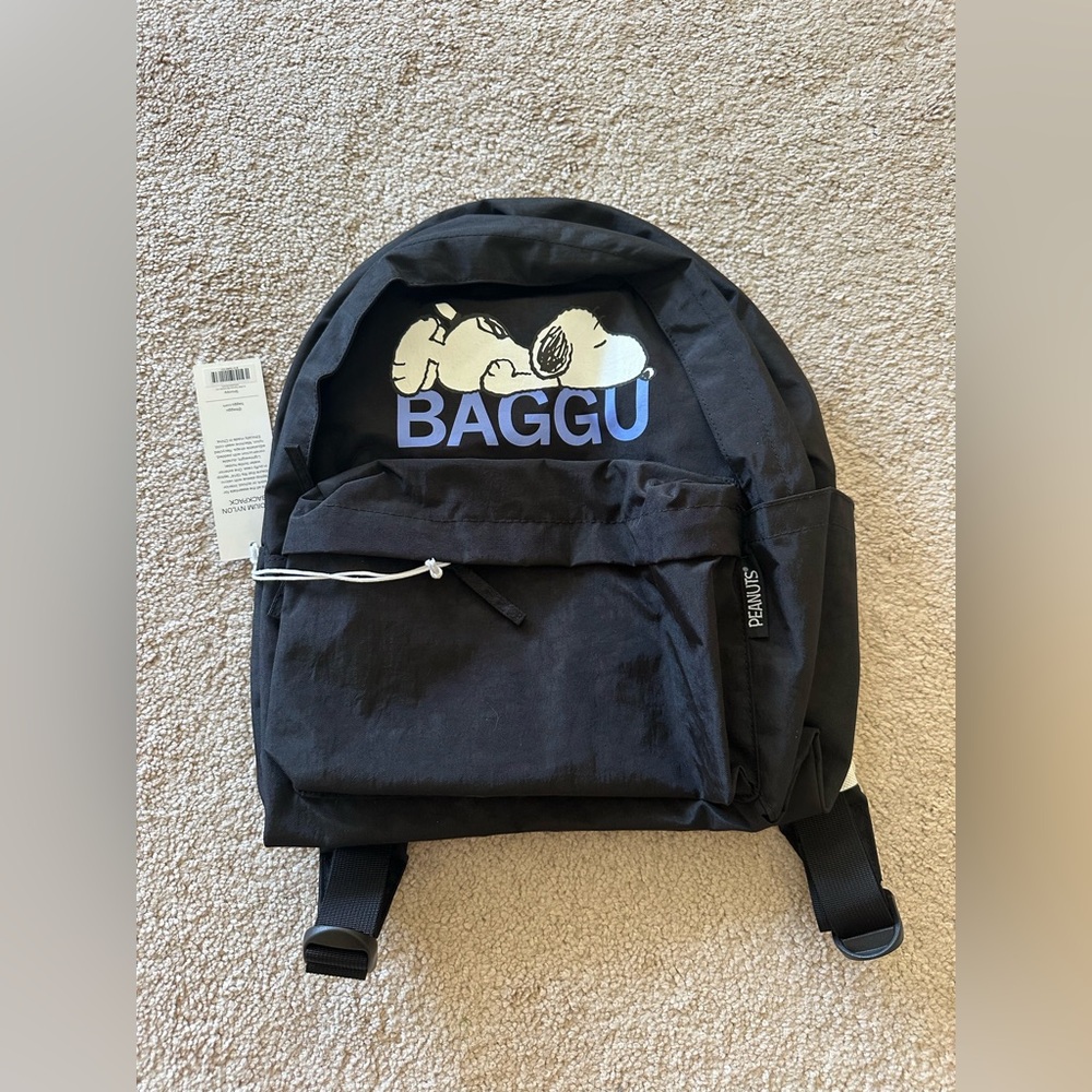 NWT Snoopy BAGGU Black Medium Nylon Backpack